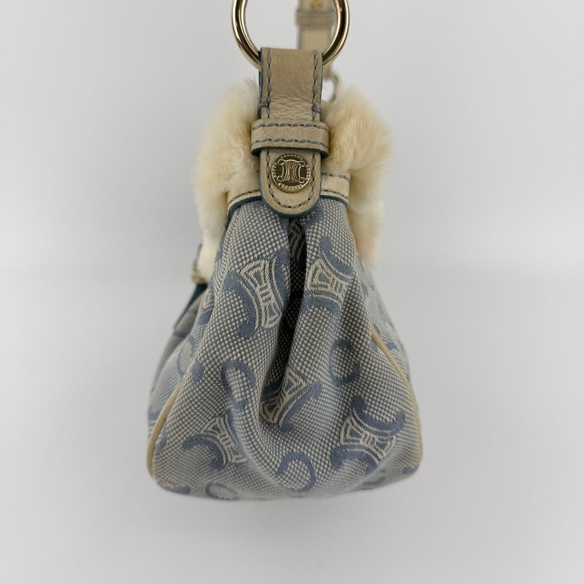 Celine C Macadam Shoulder Bag Blue Canvas Vintage — view 5