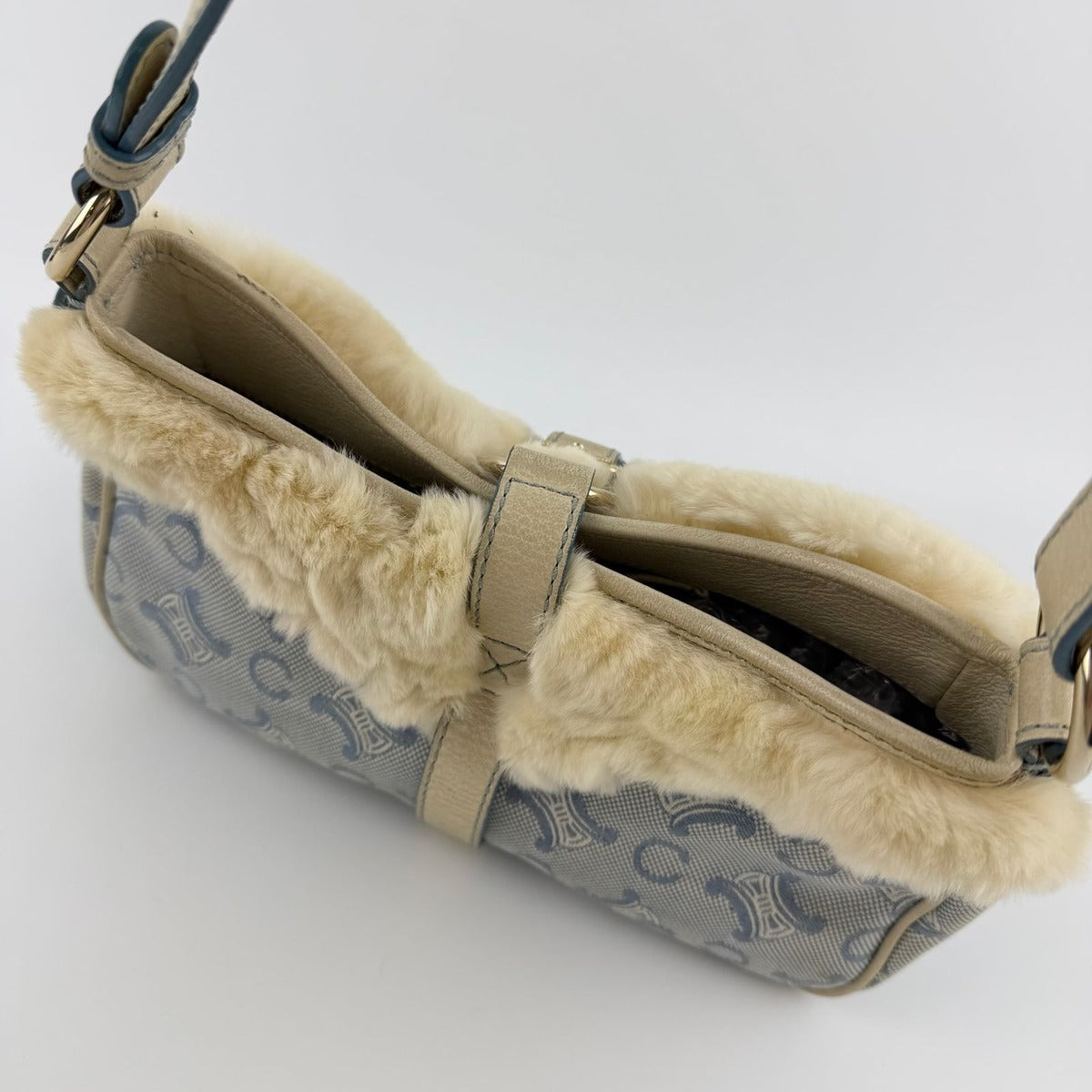 Celine C Macadam Shoulder Bag Blue Canvas Vintage — view 7