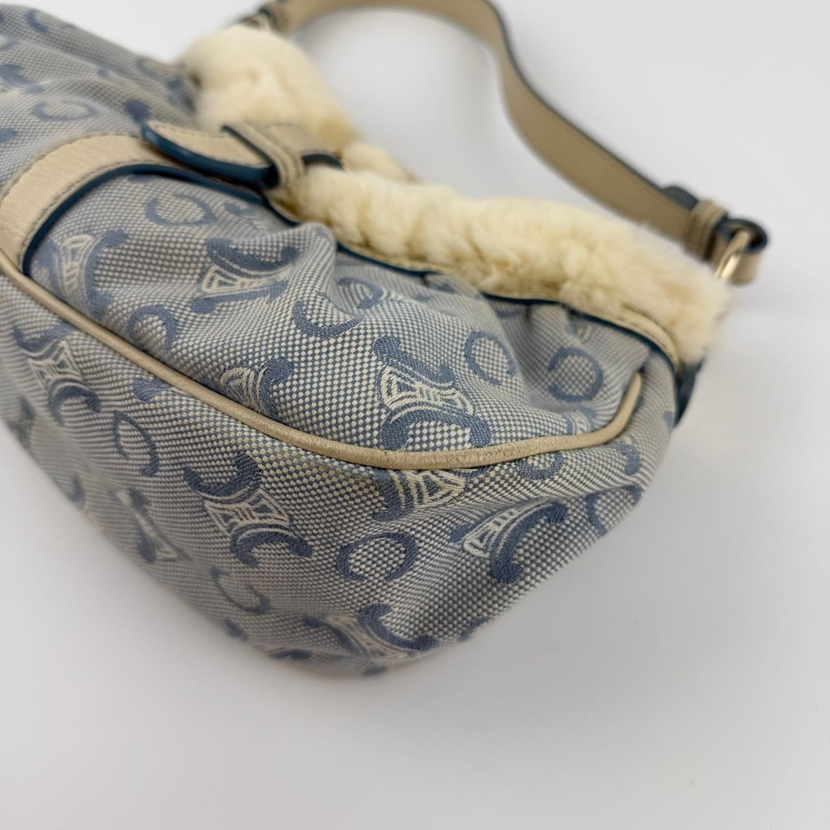 Celine C Macadam Shoulder Bag Blue Canvas Vintage — view 10