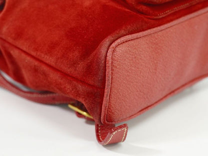 Authentic Gucci Bamboo Mini Backpack Sac Backpack Suede Leather Red Bamboo Bag