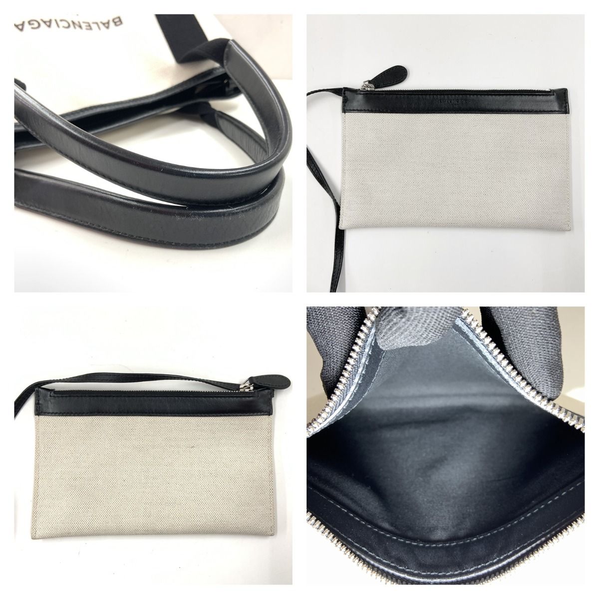 Balenciaga Navy Cabas S Canvas Handbag Tote Bag 339933 1081 a 00213 White