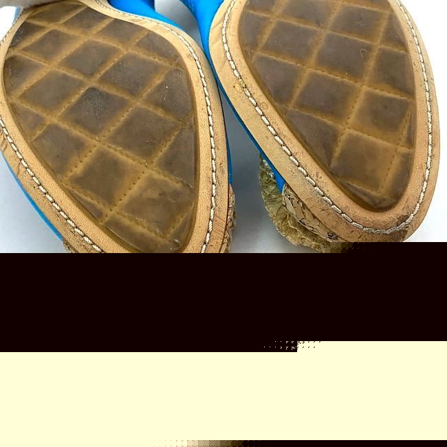 Chanel Ballet Shoes Ec21062 Blue Beige Camellia