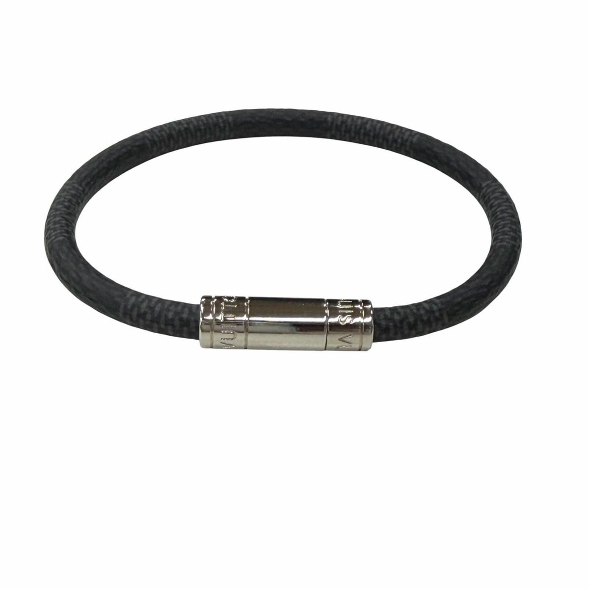 Louis Vuitton Damier Graphite Bracelet Bangle Black Silver — view 2