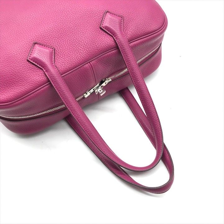 Hermes Victoria 35 Taurillon Clemence Leather Hand Boston Bag Purple Ladie