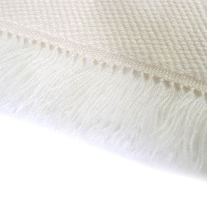 Hermes Chevron Zoom 100% Cashmere Leather With Logo Patch Fringe Shawl Scarf