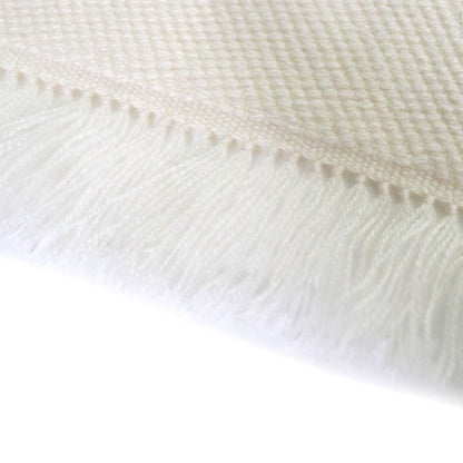 Hermes Chevron Zoom 100% Cashmere Leather With Logo Patch Fringe Shawl Scarf