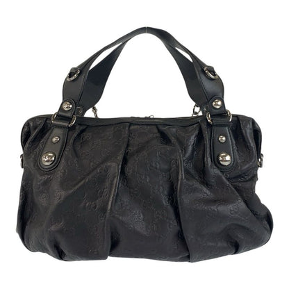 Gucci Horsebit Guccissima Black Silver Hardware Leather 228594 Handbag Shoulder