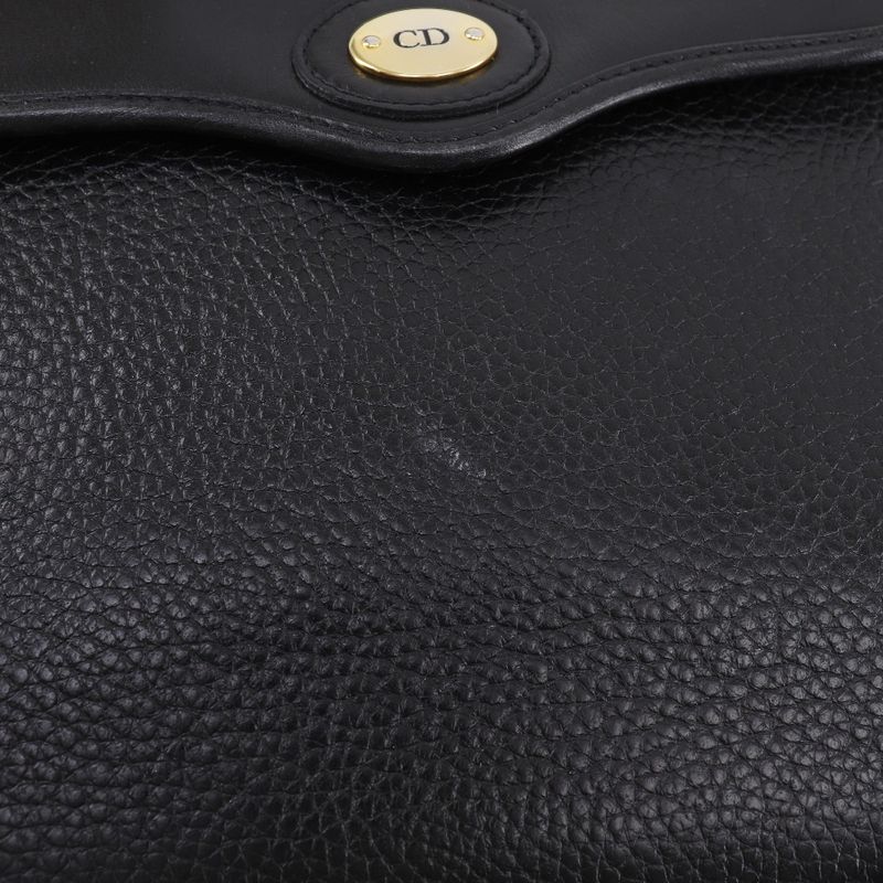 Dior Christian Dior CD Logo Vintage One Handle Calf Black Ladies Handbag