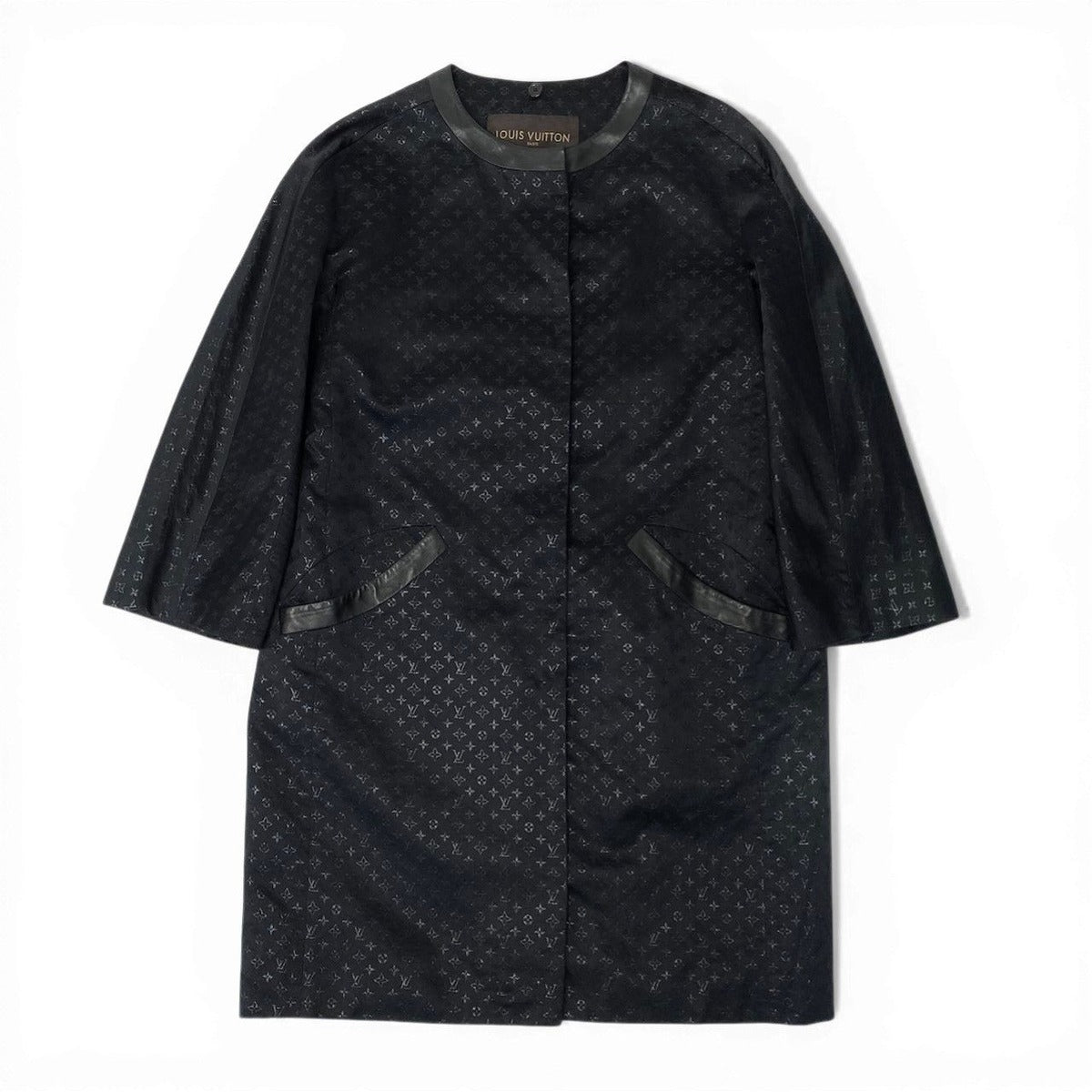Louis Vuitton I Monogram Long Coat Silk Blend 42 Black — view 2