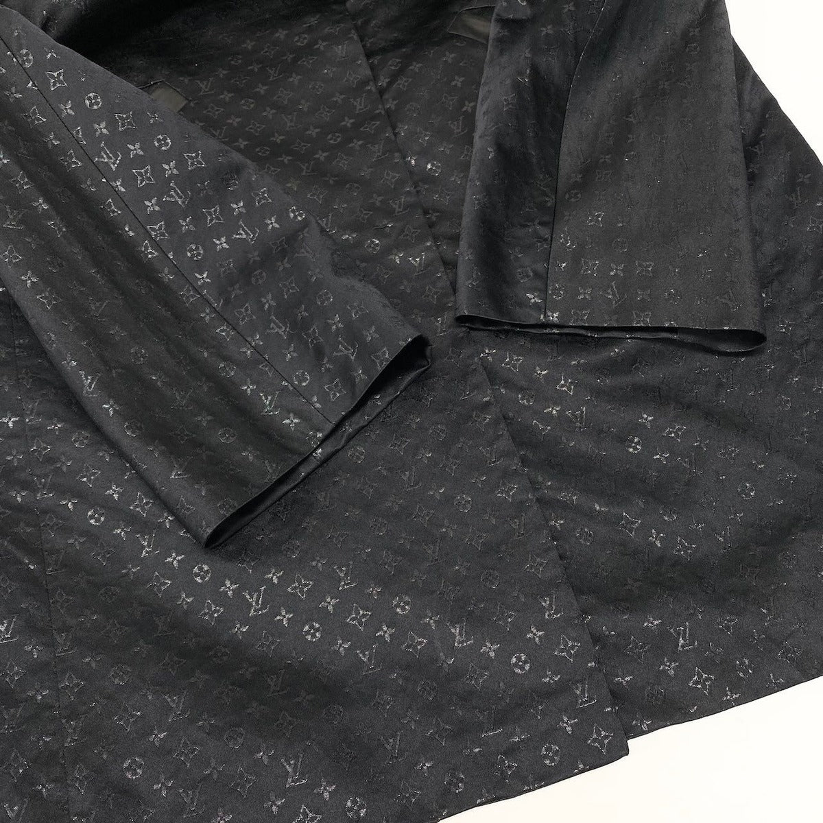 Louis Vuitton I Monogram Long Coat Silk Blend 42 Black — view 6
