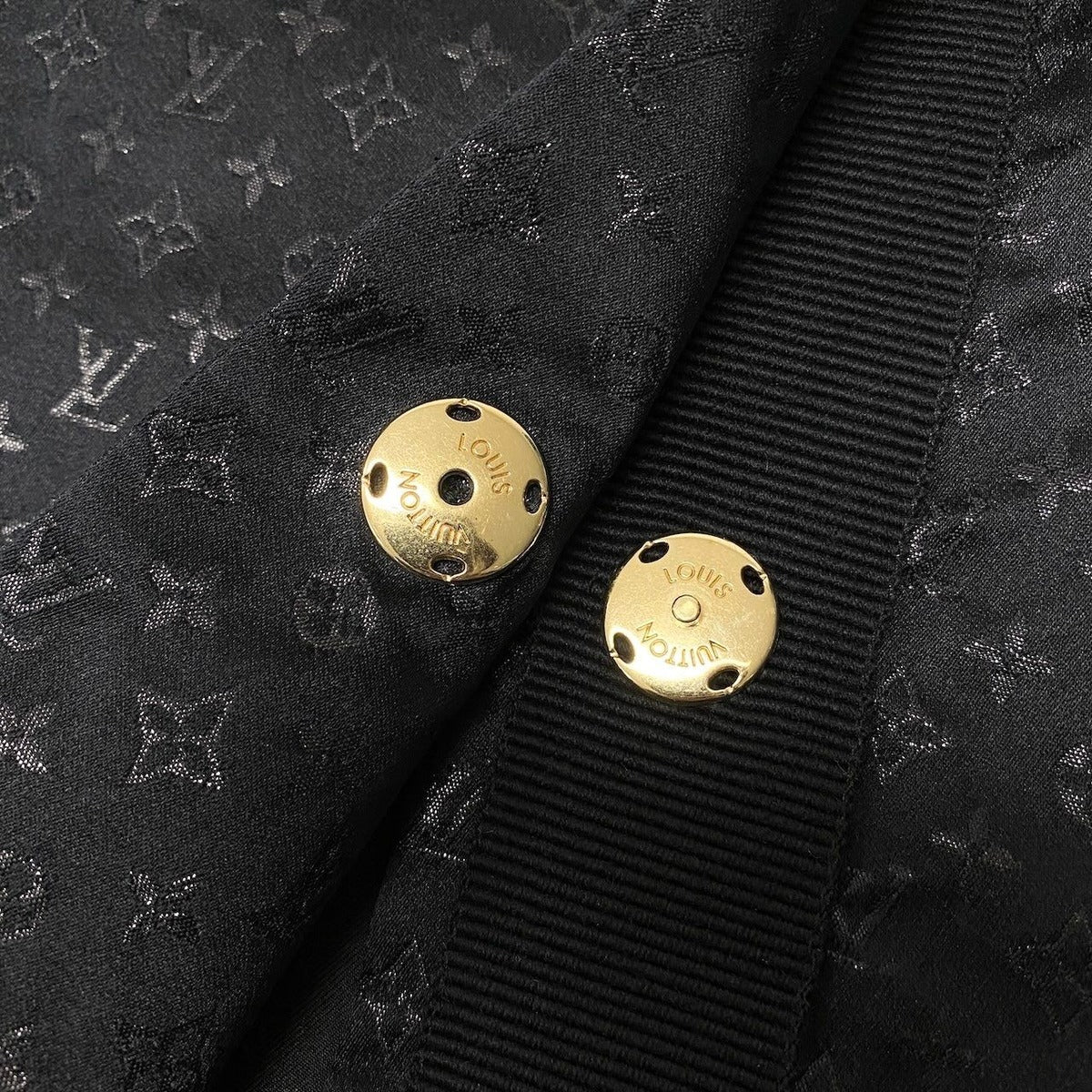 Louis Vuitton I Monogram Long Coat Silk Blend 42 Black — view 7