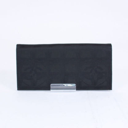 Chanel New Travel Line Leather X Nylon Black Wallet Black A15788