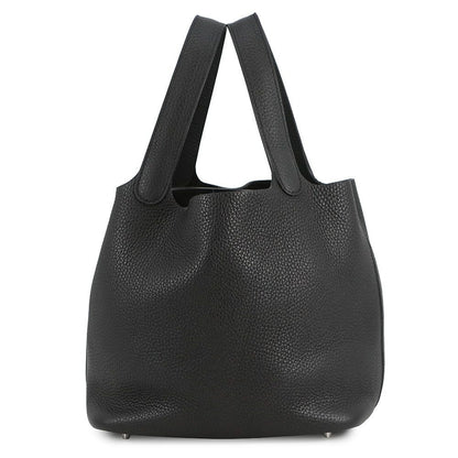 Hermes Handbag Picotin Lock MM Black Silver Taurillon Clemence