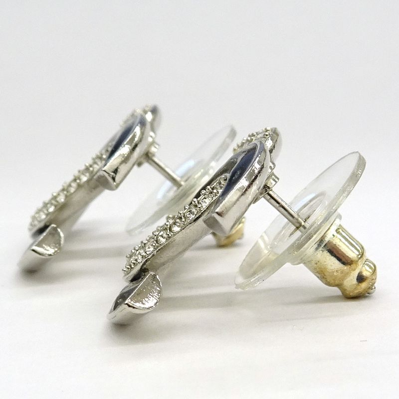 Chanel Earrings Coco Mark A24V Rhinestone Metal SV Accessories -