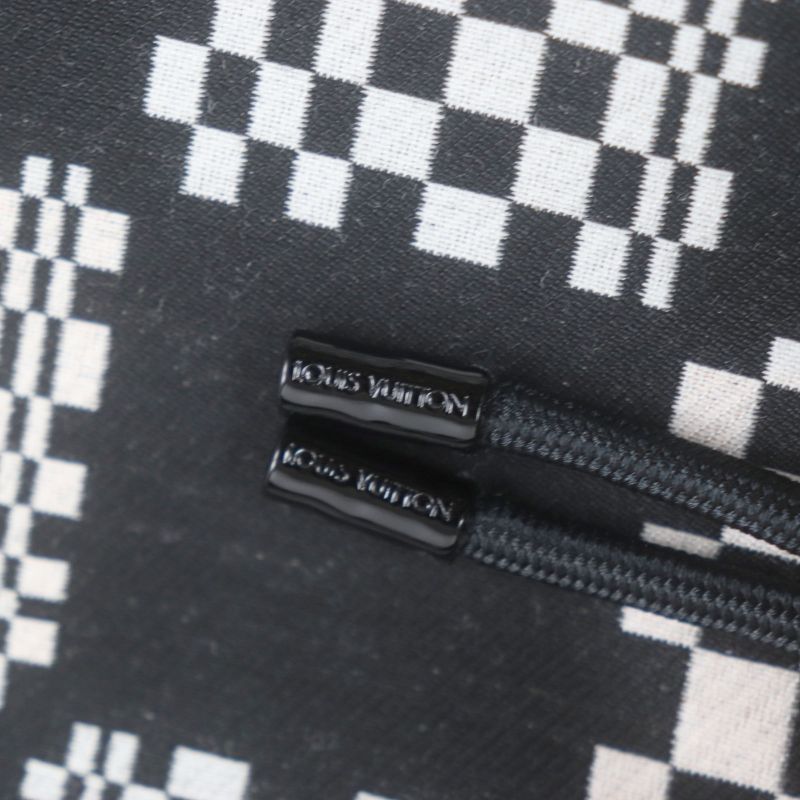  Louis Vuitton Hkb90w Damier Hooded Zip-up Jacket Black White 44 Made In Italy