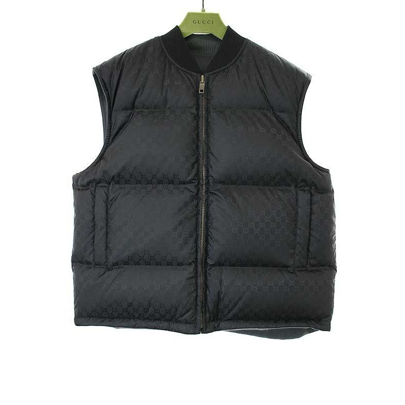 Gucci 24 SS Cotton Canvas Reversible Goose Down Vest Gray 50 Z8 Bq0