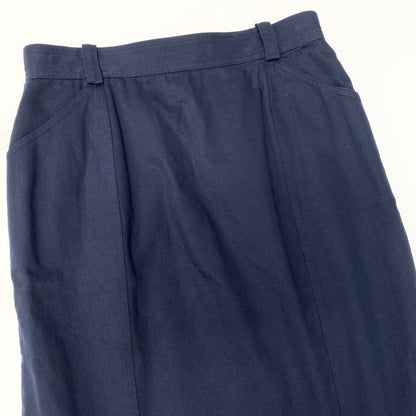 Chanel Cd2 Knee Length Skirt Tight CC Logo Button 42 Navy Cotton — view 4