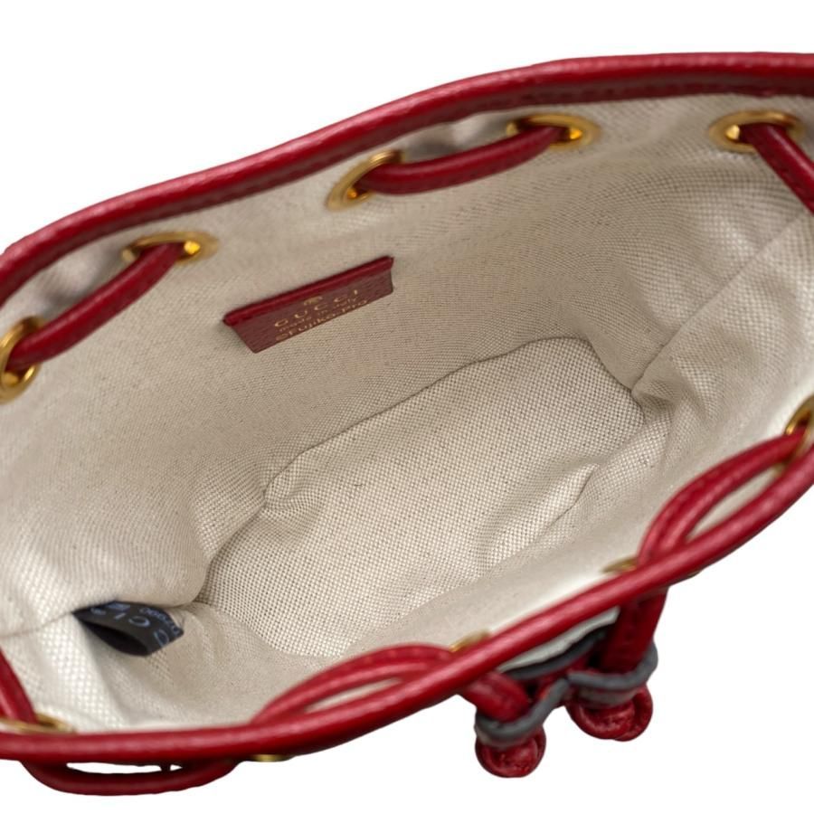 Gucci X Doraemon Shoulder Bag Mini Bucket 647801 GG Supreme Brown Red Gucci