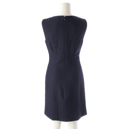Chanel 96P Wool Coco Button Tweed Sleeveless Dress P06304 Navy 38