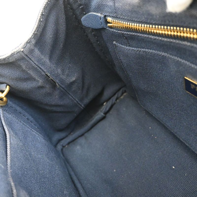 Prada Canapa 2WAY Shoulder Handbag Canvas Blue 86ka843