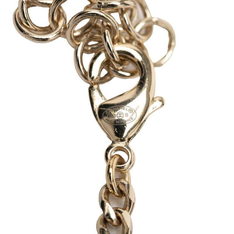 Chanel Logo Heart Circle Choker Necklace Gold Plated Rhinestone Ladies Chanel