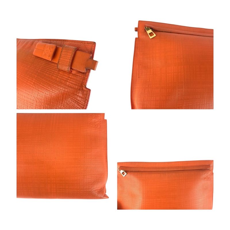 Loewe Anagram Orange Gold Hardware Leather 101 88 K05 Clutch Bag Second Bag