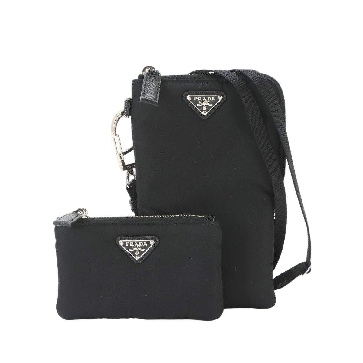 Prada Pouch Nylon Black Silver