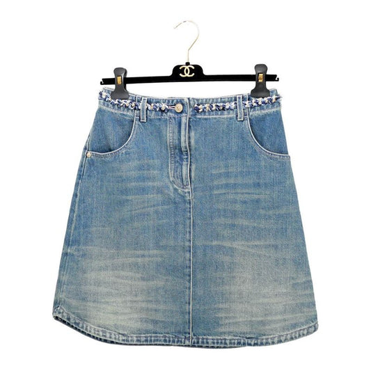 Chanel Denim Skirt Size 36 Blue Gdhardware Coco Mark