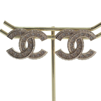 Chanel Coco Mark Earrings Metal Strass Gold CC