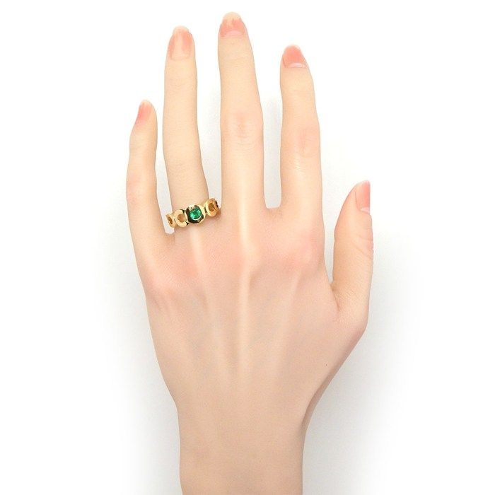 Chanel Ring Coco 1 Point Emerald 18K Yellow Gold Size 12