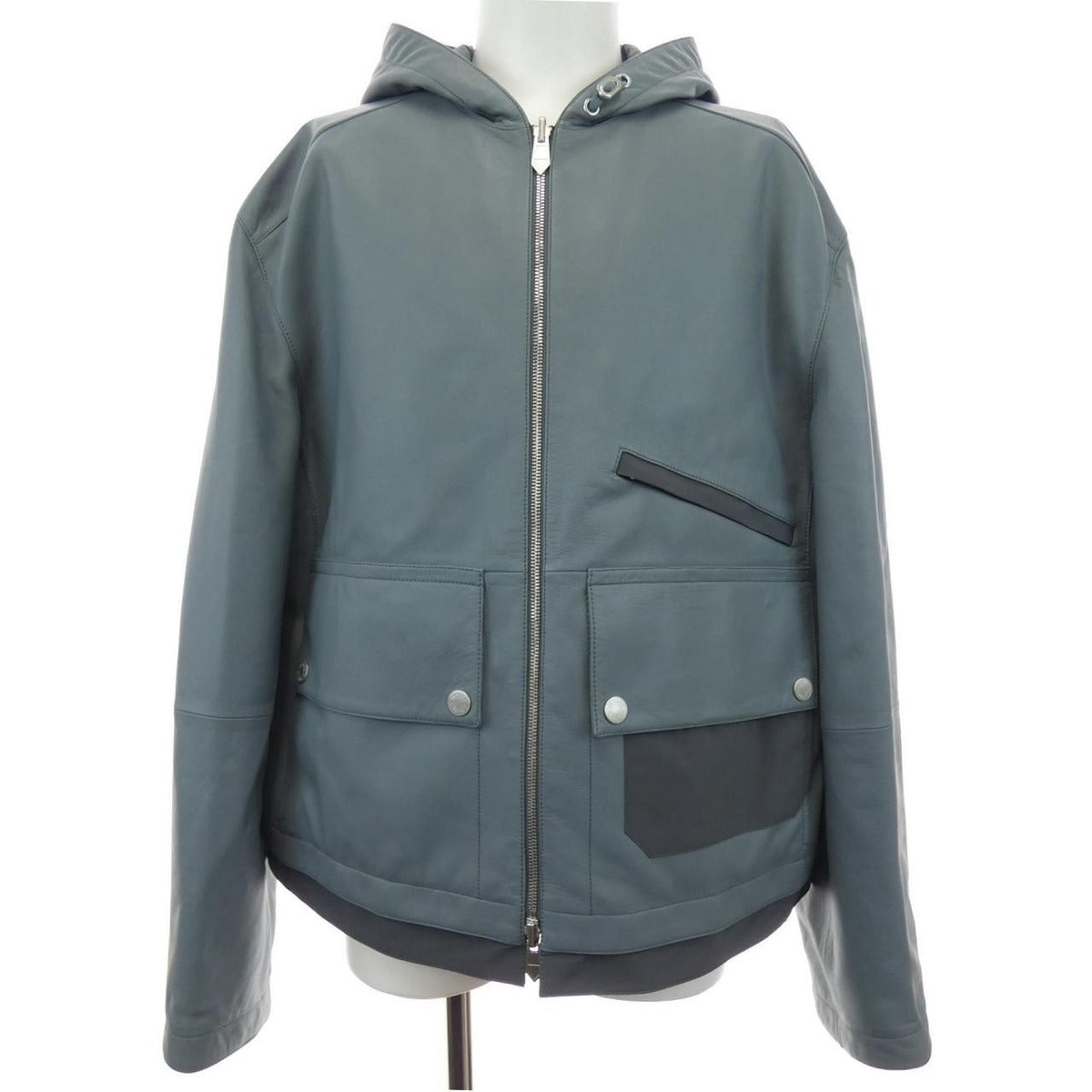 Hermes Leather Jacket Gray 48