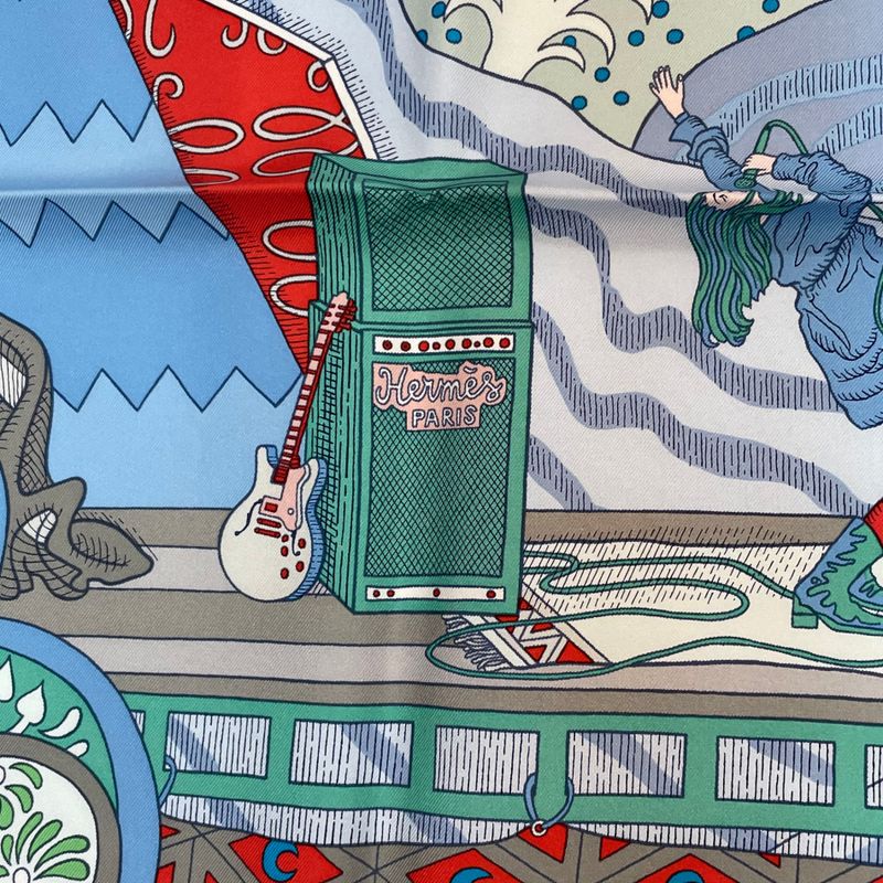 Hermes Carre 90 Le Premier Chant Song Of Beginnings Scarf Multicolor With Box
