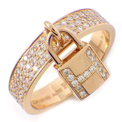Hermes Ring Kelly Clochette MM Cadena Rock Motif Half Circle Pave