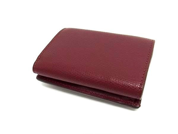 Bordeaux Fi3094 Fendi Leather Trifold Wallet Coin Purse Billfold Women's