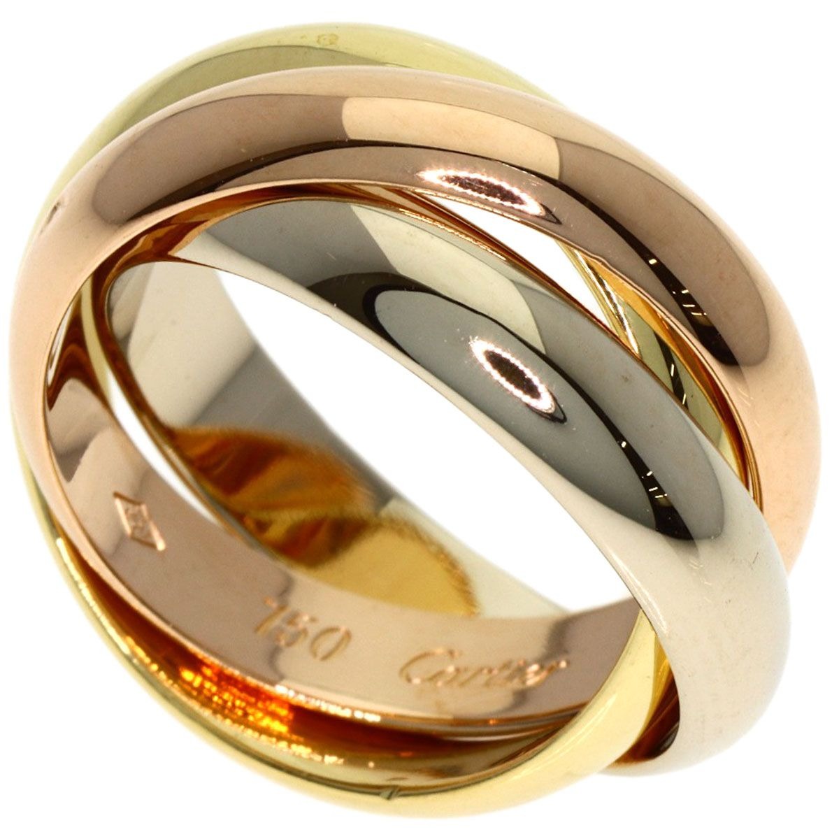 Cartier Trinity MM 46 Ring 18K Yellow Gold Pink White
