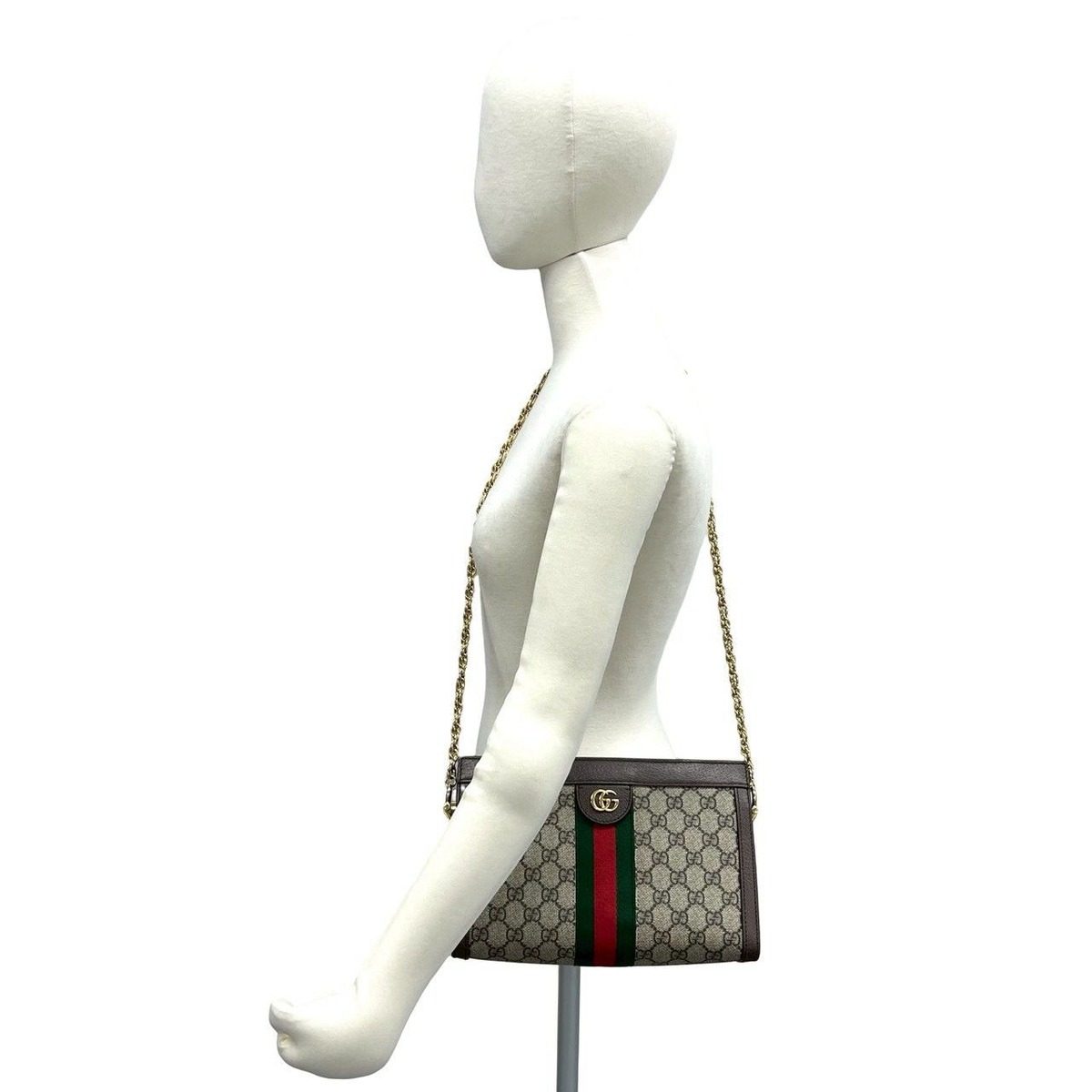 Gucci Ophidia Sherry Line GG Logo Leather Chain Shoulder Bag Pochette Brown — view 2