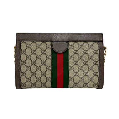 Gucci Ophidia Sherry Line GG Logo Leather Chain Shoulder Bag Pochette Brown — view 3
