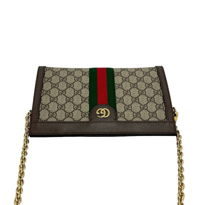 Gucci Ophidia Sherry Line GG Logo Leather Chain Shoulder Bag Pochette Brown — view 4