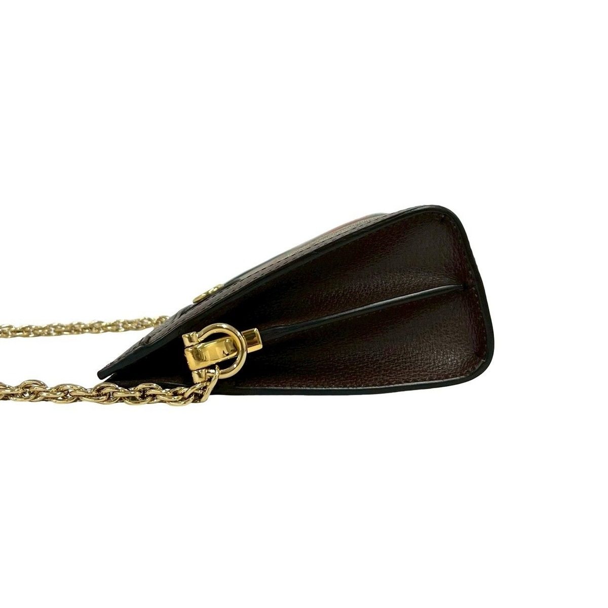 Gucci Ophidia Sherry Line GG Logo Leather Chain Shoulder Bag Pochette Brown — view 5