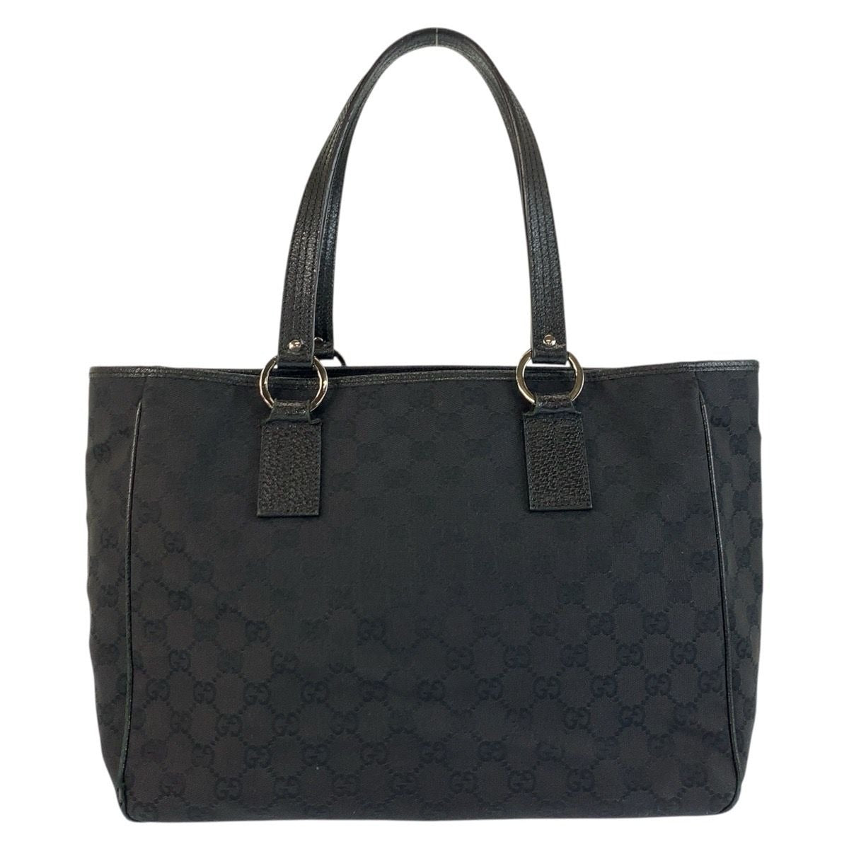 Gucci Black GG Canvas Leather Tote Shoulder Bag