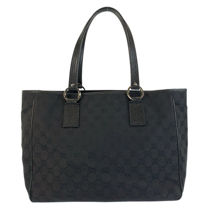 Gucci Black GG Canvas Leather Tote Shoulder Bag
