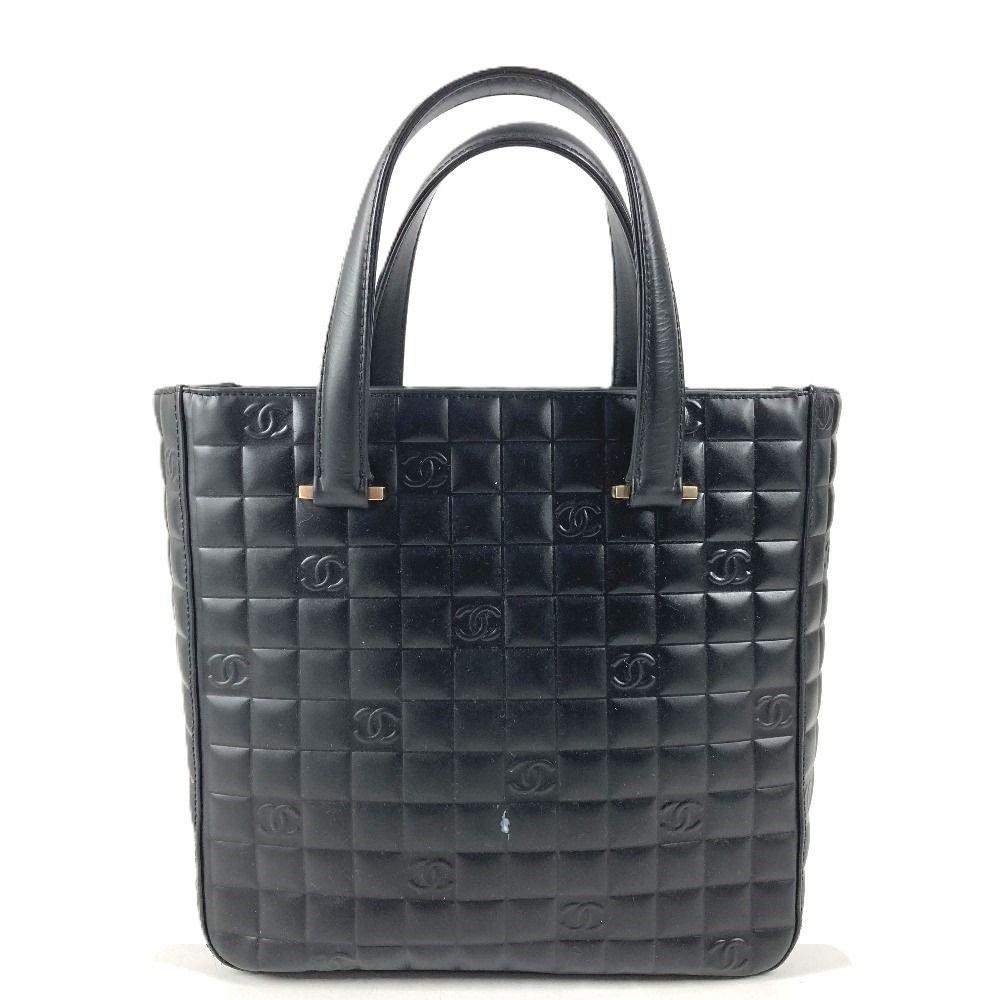 Chanel Handbag Logo CC Choco Bar Leather Black