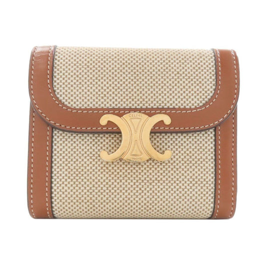 Celine Triomphe Trifold Wallet Bifold Canvas Leather