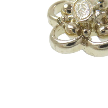 Chanel Flower Rhinestone Earrings Metal Ladies