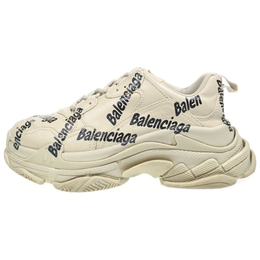 Balenciaga Triple S Logotype Low Cut Sneakers Beige Us9