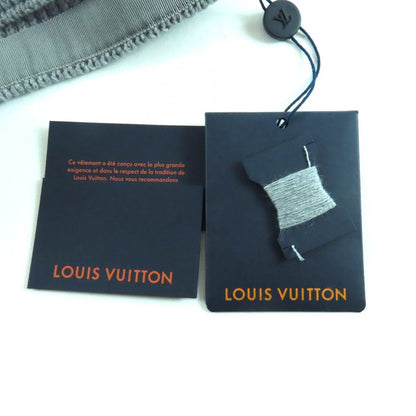 Louis Vuitton 24 AW Knit Skirt Grey Leather with Logo Patch Side Zip Trapezoid — view 14