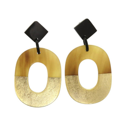 Hermes Isum Buffalo Horn Lacquer Brown Earrings