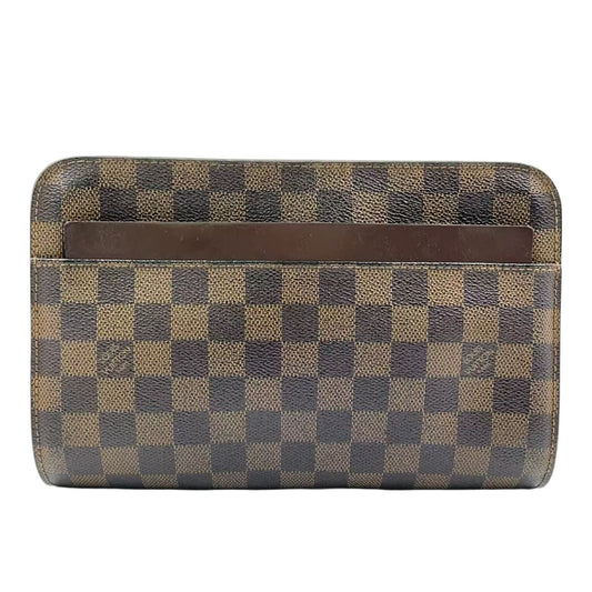 Louis Vuitton Damier Saint Ebene Second Leather Brown Clutch Gold