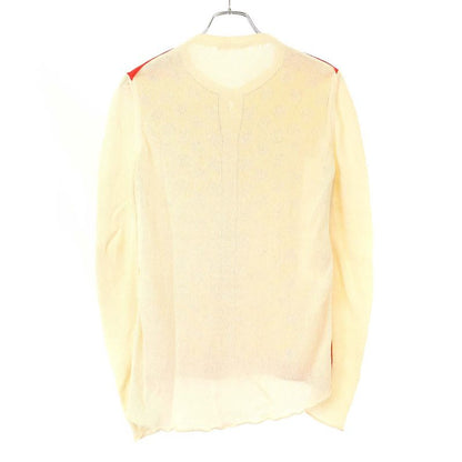 Celine Phoebe Period Silk Scarf Knit Cardigan 25p903409 Orange and Ivory XS