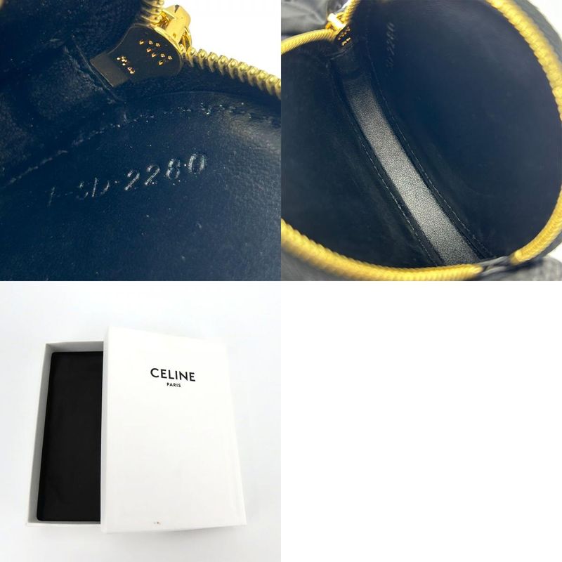 Celine Coin Case Triomphe 10d222bq3.38no PVC Leather Black Brown Gold Hardware